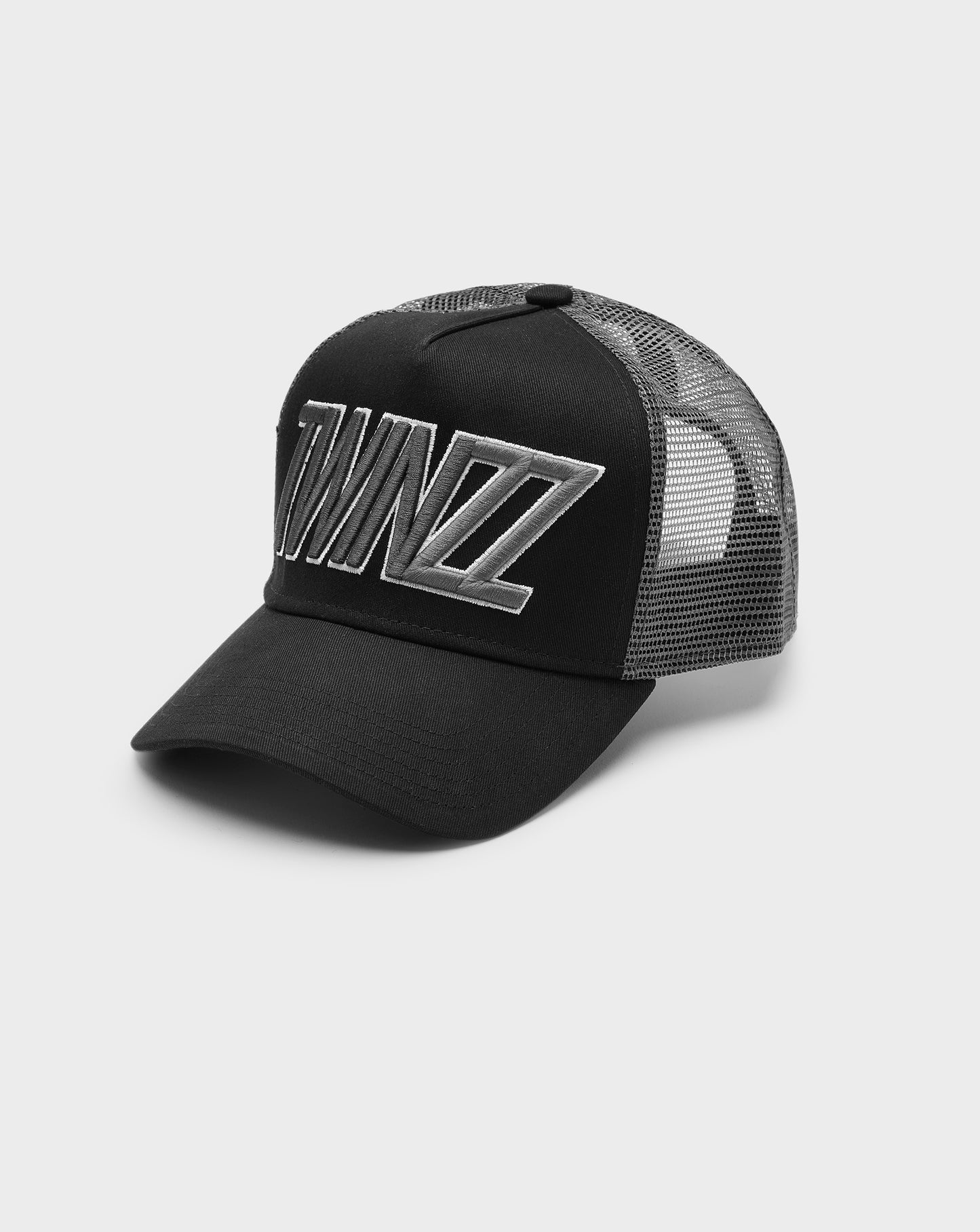 TWO TONE ITALIC MESH TRUCKER - BLACK/GREY