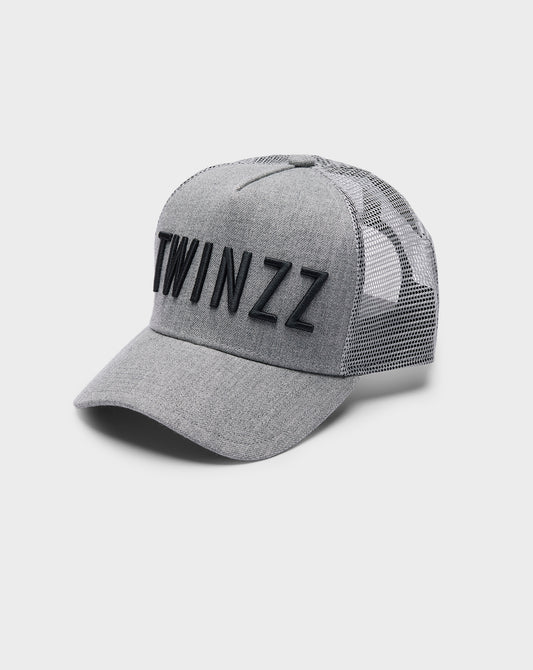 WOOL MESH LOGO TRUCKER CAP - GREY/BLACK