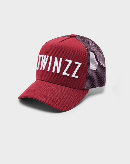 CONTRAST COTTON MESH TRUCKER - MAROON/WHITE