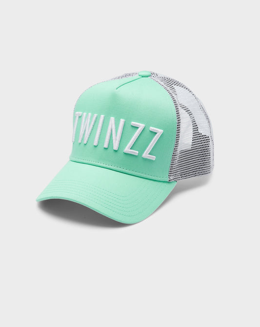 PASTEL COTTON MESH TRUCKER - Mint Green/White