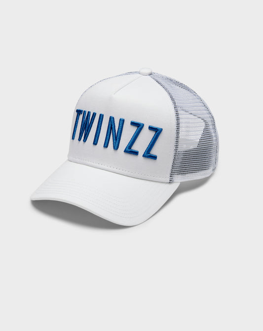 3D COTTON TRUCKER CAP - WHITE/ROYAL BLUE