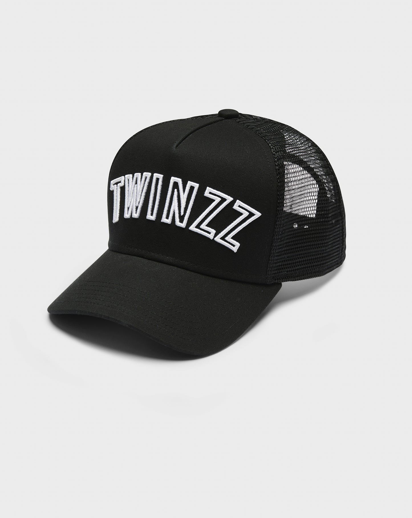 COTTON MESH OUTLINE LOGO TRUCKER - BLACK