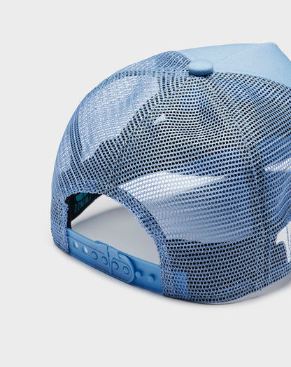 COTTON MESH LOGO TRUCKER - ICE BLUE AND WHITE