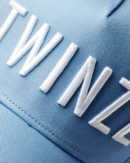 COTTON MESH LOGO TRUCKER - ICE BLUE AND WHITE