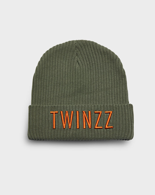 Twinzz logo olive knit beanie