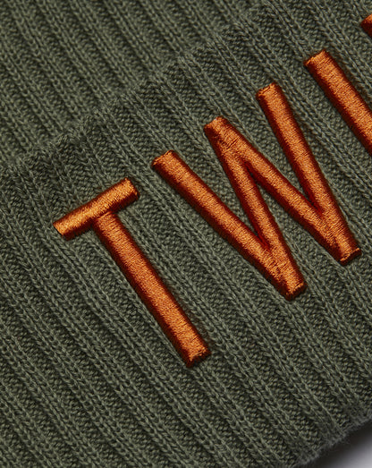 Twinzz logo olive knit beanie
