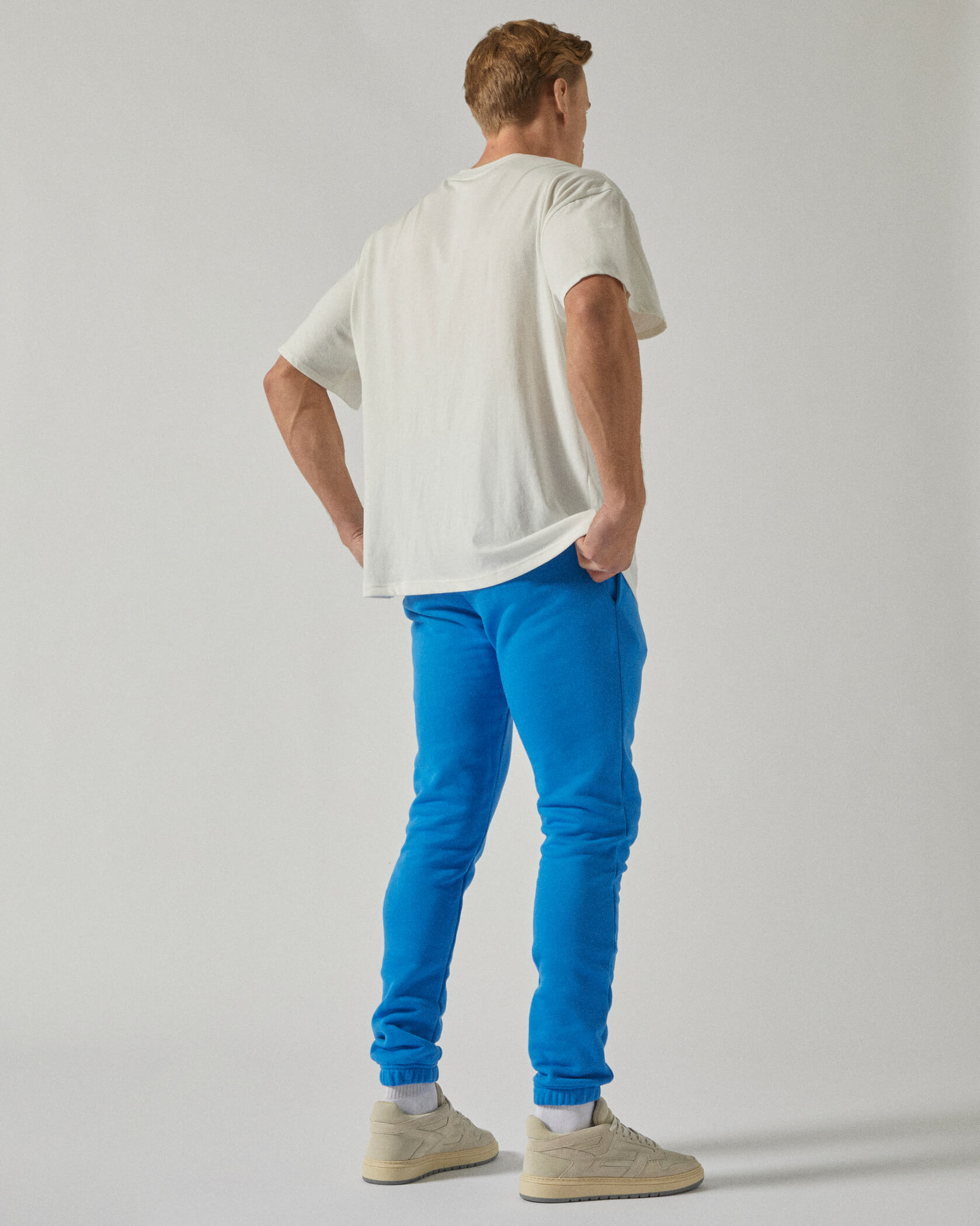 Blue Twinzz Joggers on male model