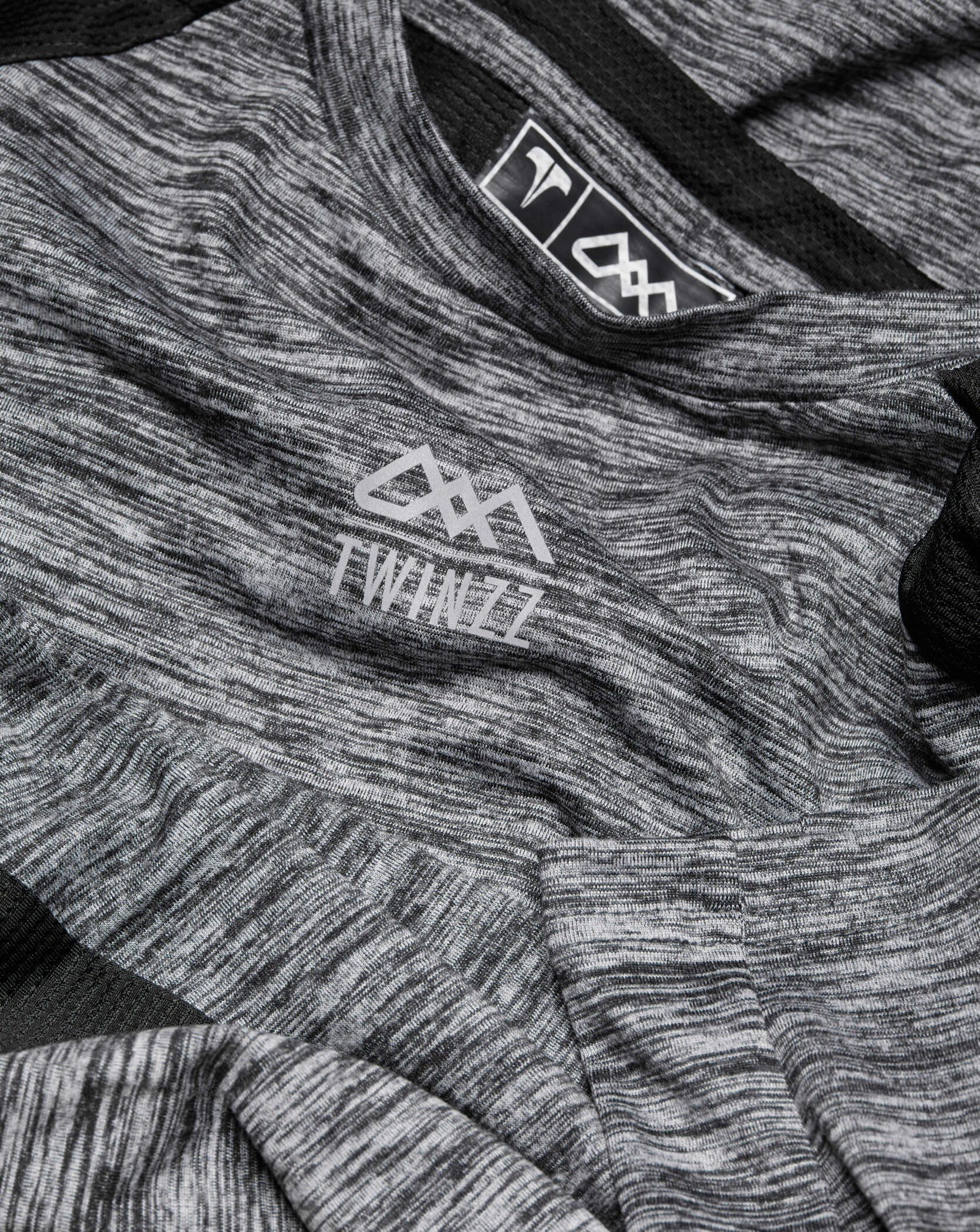 Grey and black Twinzz long sleeve active tee logo
