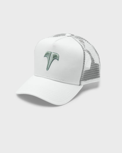 T LOGO COTTON MESH TRUCKER - Green/White